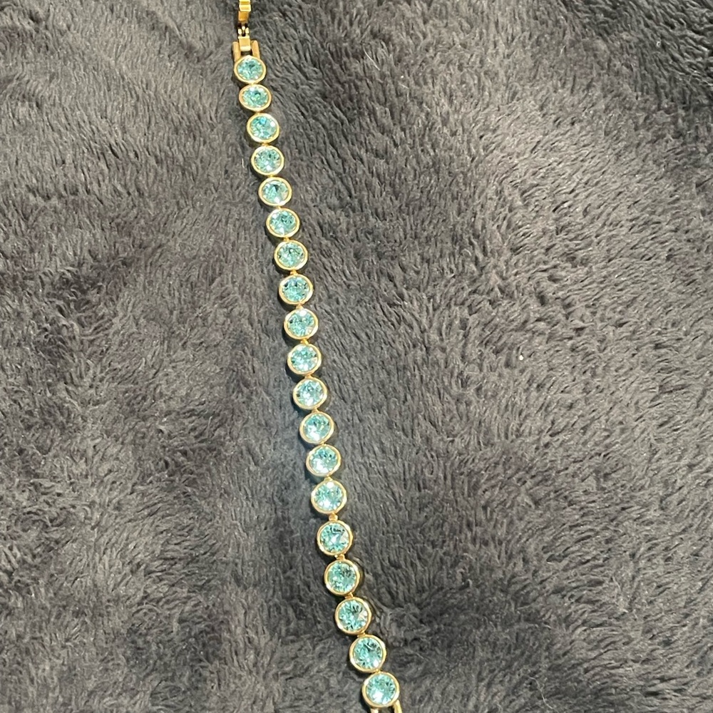 Elegant Gold and Aqua Crystal Bracelet